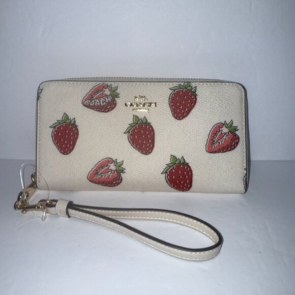 coach Long Zip Around Wallet With Strawberry Print cao90 - Picture 2 of 7
